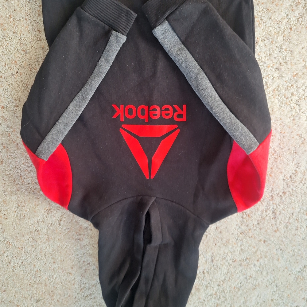 Reebok Black Hoodie with Red and Gray Accents